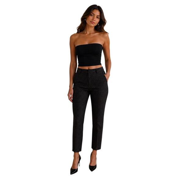 Zara Pants - Zara Woman Plaid Skinny Pants XS Black Gray Check Ankle Trousers Office Career